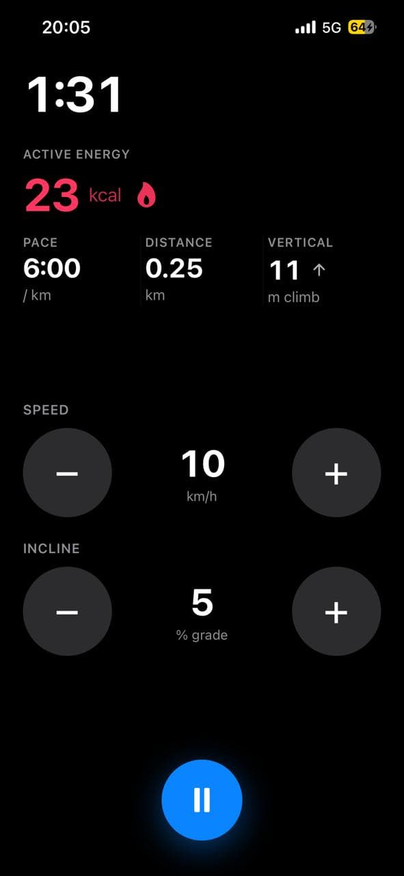 Active workout screen